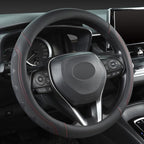 Car Steering Wheel Cover for Toyota RAV4,Camry,Highlander,Corolla,Prius,Tacoma,Standard Size - Black+Red Line