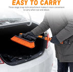 2-in-1 Upgrade 44" Extendable & Removable Snow Brush with Ice Scraper for Car Windshield, 360° Pivoting Brush Head, EVA Foam Grip for SUV, Trucks, Auto