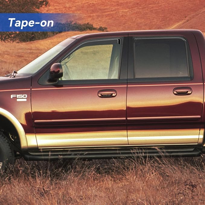 Window Visors Rain Guards for 2001 2002 2003 Ford F150 SuperCrew Cab, Out-Channel Window Vent Wind Deflectors Visors Shades for 2002 2003 Lincoln Blackwood