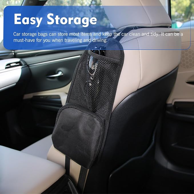 Car Seat Side Organizer, Multi-Pocket Car Seat Storage Hanging Bag, Multifunctional Mesh Net Pocket, Holds Phones, Drink, Glasses, Wallet, for Cars, Trucks