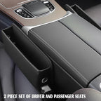 2 Pack Universal Fit Premium Leather Car Seat Gap Filler Organizer, Center Console Organizer for Car SUV Truck (Black，2 Pack)
