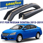 Goodyear Shatterproof in-Channel Window Deflectors for Nissan Sentra 2013-2019, Rain Guards, Window Visors for Cars, Vent Deflector, Car Accessories, 4 pcs - GY003482