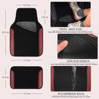 Faux Leather Steering Wheel Cover and Waterproof Car Floor Mats, Universal Car Combo Fit for 95% Sedan,SUV,Cars, 14.5-15inch Sporty Anti-Slip Safety Comfortable Design Burgundy