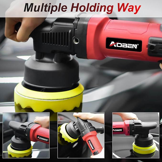 Buffer Polisher,5 inch Dual Action Polisher,Long Orbit 16mm Random Buffer Polisher kit with 6 Variable Speed 1000-5500rpm,Detachable Handle,7 Buffing Pads for Car detailing Polishing and Waxing