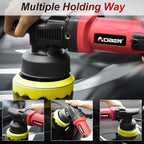 Buffer Polisher,5 inch Dual Action Polisher,Long Orbit 16mm Random Buffer Polisher kit with 6 Variable Speed 1000-5500rpm,Detachable Handle,7 Buffing Pads for Car detailing Polishing and Waxing