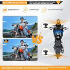 VSYSTO Motorcycle Dash Camera, Dual 2K Starlight Night Vision Cameras with 5G WiFi, Parking Monitoring, GPS, TPMS, Waterproof, Temperature Display, Low Voltage Protection (Q3PRO)