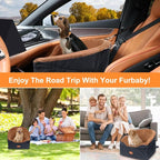 Dog Car Seat for Small & Medium Dogs, Detachable & Washable Booster Seat for Pets Up to 30lbs, Travel Bed with Storage Pockets and Safety Belt – Brown&Black