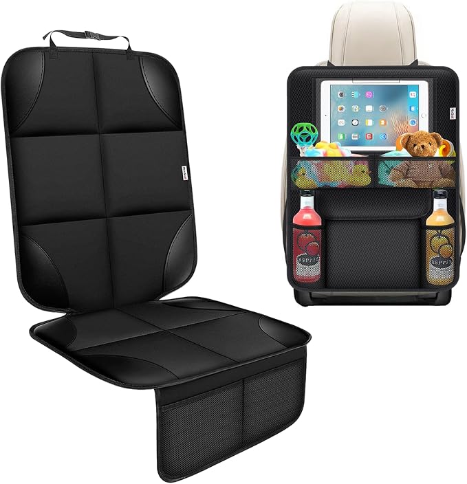 Kick Mats Back Seat Protector, Waterproof Oxford Seat Back Protector, Car Seat Back Protector for Kids, Back of Seat Protector for Kids Feet Car Seat (Black D -1 Set)