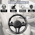 3PCS/Set Car Steering Wheel Cover, Leather Segmented Anti-Slip Automotive Wheel Protector, Soft Breathable Vehicle Steering Protection Covers, Universal Interior Accessories (Gray)