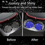 4pcs Bling Car Cup Holder Coaster, 2.75 inch Anti-Slip Shockproof Universal Fashion Car Coasters Insert Bling Crystal Rhinestone Automotive Interior Accessories for Women (Blue)
