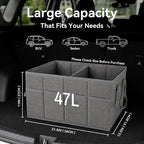 PAT SAM'S Car Trunk Organizer for SUV, Foldable Collapsible Storage Organizer with Dividers, Non-Slip Waterproof 600D Oxford, Backseat & Trunk Storage for Groceries, Tools, Toys (Gray)