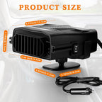 2 Pcs 12v 150w Car Heater for Vehicle Plugs into Cigarette Lighter with 360° Rotatable Base, 2 in 1 Portable Winter Windshield Defroster Electric Defogger Warmer for Car Suv Universal(Black)