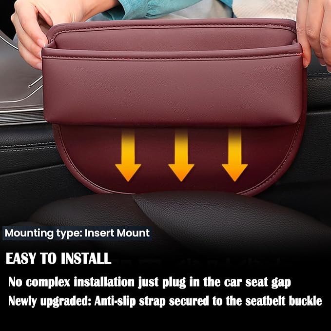 Universal Fit Car Gap Filler 2 pack, Premium Leather Seat Gap Filler Organizer, Car SUV Truck Essentials (Burgundy 2 PC)