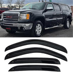 4-pcs Sun Rain Snow Vent Guard Shade Window Visors for 2007-2013 Chevy/GMC Crew Cab Pickup SUV Wind Deflectors, 94515 Truck Window Visor Rain Guards