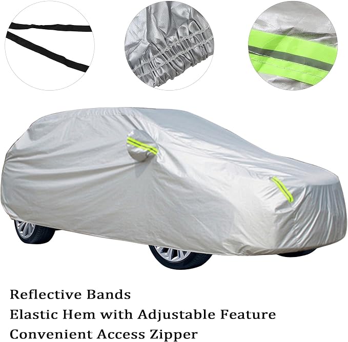 16-Layer Waterproof All-Weather SUV Car Cover Heavy Duty Full Exterior Protection Universally Fit fit Ford Explorer Toyota Highlander Kia Telluride Palisade Pilot Dodge Durango GMC Acadia etc