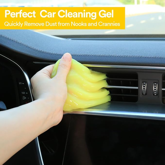 Car Cleaning Gel for Car Cleaning Putty Car Slime for Cleaning Car Detailing Putty Detail Tools Car Interior Cleaner Car Cleaning Kits Car Accessories Blue Yellow (2Pack)