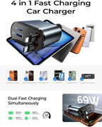 Retractable Car Charger [RV Power Adapters ] for iPhone 17 USB C Charger Fast Charging, Travel Essentials Gifts for Women Men, Early Today 2025