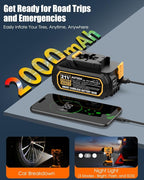 Cordless Tire Inflator, 180PSI Portable Air Compressor with 21V Rechargeable Battery & 12V DC Car Adapter, Fast Inflation Digital Pump for Cars, Motorcycles, Bikes & Sports Balls - Black Yellow