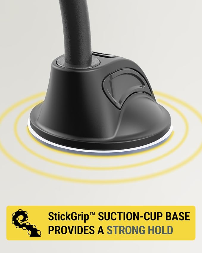 MXWDL Magnetic Cell Phone Car Mount, Suction Cup Phone Holder for Car Dashboard/Windshield with Extra Strong Magnet and Thick Metal Plate Compatible with iPhone, Samsung, and All Devices