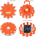 AK [4 Pack LED Road Flares Safety Flashing Warning Light Roadside Emergency Disc Beacon Kit for Vehicles Boats with Magnetic Base & Hook, Premium Storage Bag (Batteries Not Included) (4)