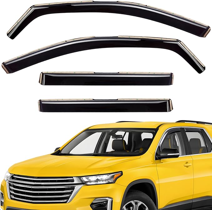 Extra Durable Window Deflectors in-Channel Window Visors Rain Guards Fit for Chevrolet (Chevy) Traverse 2018-2023, Sun Visors, Wind Vent for Shades, Exterior Car Accessories - 4pcs. AG0868