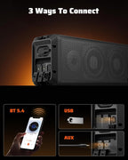 34 Inch UTV Sound Bar, IP66 Waterproof Bluetooth Golf Cart Sound Bar, ATV SoundBar with RGB Lighting, Amplified Powersports SXS SoundBar, UTV Speakers Compatible with Polaris RZR Can-Am