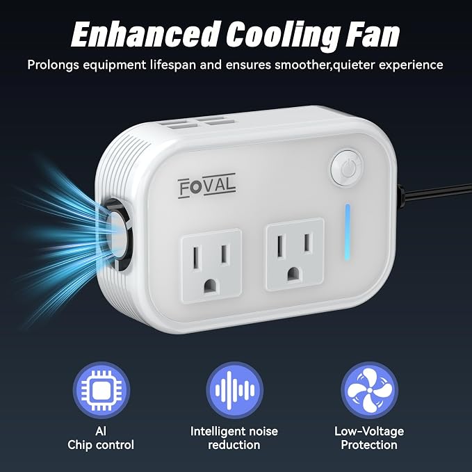 200W Car Power Inverter, 12V DC to 110V AC Car Inverte with 4 USB Ports Car Outlet Adapter, Power Inverter for Vehicles, Car Plug Adapter Outlet for Laptop Computer Charger (White)