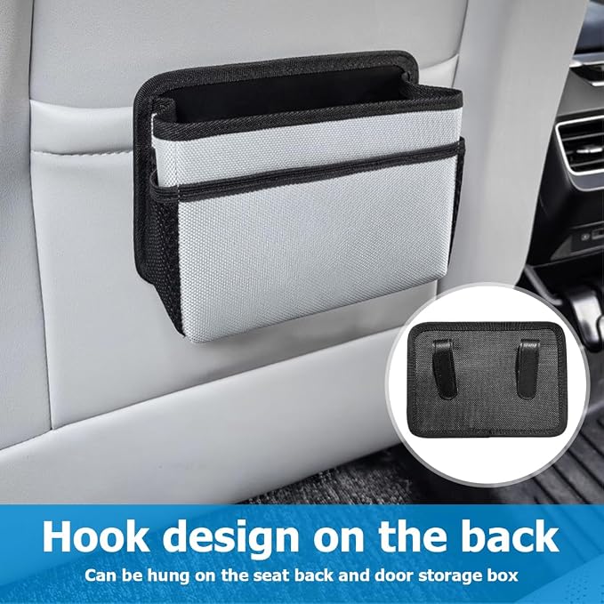Mandark Car Trash Can, Foldable Mini Vehicle Trash Bin Garbage Organizer Holder, Waterproof Auto Interior Hanging Dustbin Storage Bag Container Accessories, Universal for Most Cars (Silver/Gray)