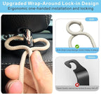 Car Seat Back Organizer Hooks 2 Pack with Anti-Drop Loop - Beige Leather/2S | Space Saving Car Headrest Hangers for Women Men, Universal Car Bag Holder for SUV Truck for Front and Back Seat Storage