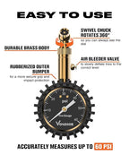 Tire Pressure Gauge - (0-60 PSI) Heavy Duty, Certified ANSI Accurate with Large 2 Inch Easy to Read Glow Dial, Low - High Air Pressure Gauge. Tire Gauge for Car and Trucks Tires by
