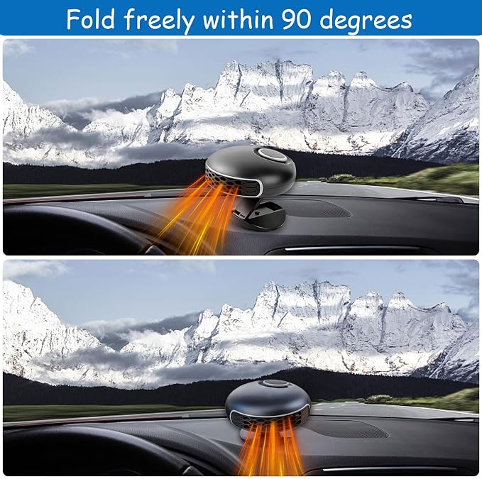 12V Car Heater, Plug into Cigarette Lighter 2-in-1 360 Degree Rotation Defroster Defogger for Car Windshield, Portable Fast Heating 150W Car Heater for Vehicle, Thanksgiving Gift
