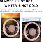 Leather Steering Wheel Cover, Colorful Cute Pink Purple Steering Wheel Cover Non-Slip Breathable Fabric Absorbing Sweat Universal Car Accessories for Women 14.5–15 inch
