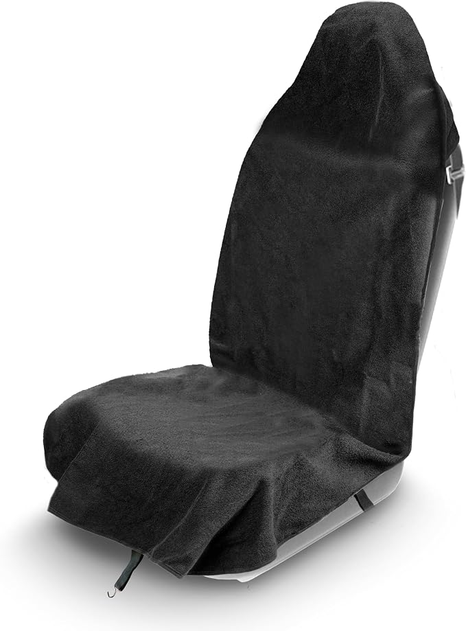 Car Seat Cover Sweat Towel – Waterproof Universal Seat Protector for Gym, Workout, Swimming, Camping & Dog Travel – Washable Car Seat Cover for Cars, Trucks, SUVs & Vans – Black 29" x 55.5"