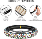 Universal 15-Inch Steering Wheel Cover, Colorful Butterfly Print Neoprene Car Handle Protector, Non-Slip & Durable Auto Decor, Breathable Steering Wheel Wrap for Men and Women