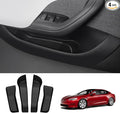 2021-2026 Tesla Model S Door Side Storage Box, Door Organizer Tray (Proprietary Design) Front Rear Slot Pockets, Protector Liner for Model S/S Plaid Accessories Set of 4