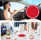 Car Coasters, 4 Pack Vehicle Bling Car Coaster, Universal Rhinestone Coaster for Cup Holders, Car Interior Accessories Silicone Car Coasters for Women(2.75'' Red, White Crystal Circle)