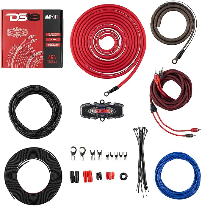 AMPKIT4 4 Gauge Amp Installation Wiring Kit - Amplifier Installation Kit 4 GA - A Car Amplifier Wiring Kit Simplifies Wire Connections and Delivers Power to Your Radio, Subwoofers, and Speakers