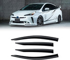 Rain Guards for 2016-2022 Toyota Prius, Out-Channel Window Visor Shields Vent Deflector Shade Wind Dark Smoke 2017 2018 2019 2020 2021, Tape-On Outside-Mount, 4PCS