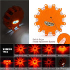 GP904B Rechargeable LED Road Flares Emergency Lights Kit Roadside Warning Car Traffic Safety Beacon Flashing Disc Flare 9 Modes Strobe with Magnetic Base for All Vehicles，4 Pack