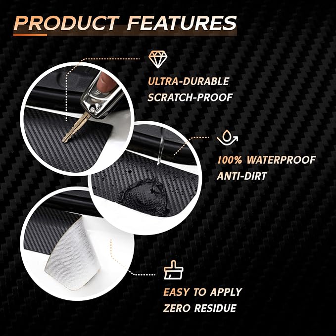 Car Door Sill Protector Compatible with Honda Accord 2025-2016 LX EX Sport-L & Hybrid Sedan - Custom Fit Anti-Scratch Carbon Fiber Threshold Protection Sticker, Trunk & Door Entry Edge Guard(9 PCS)