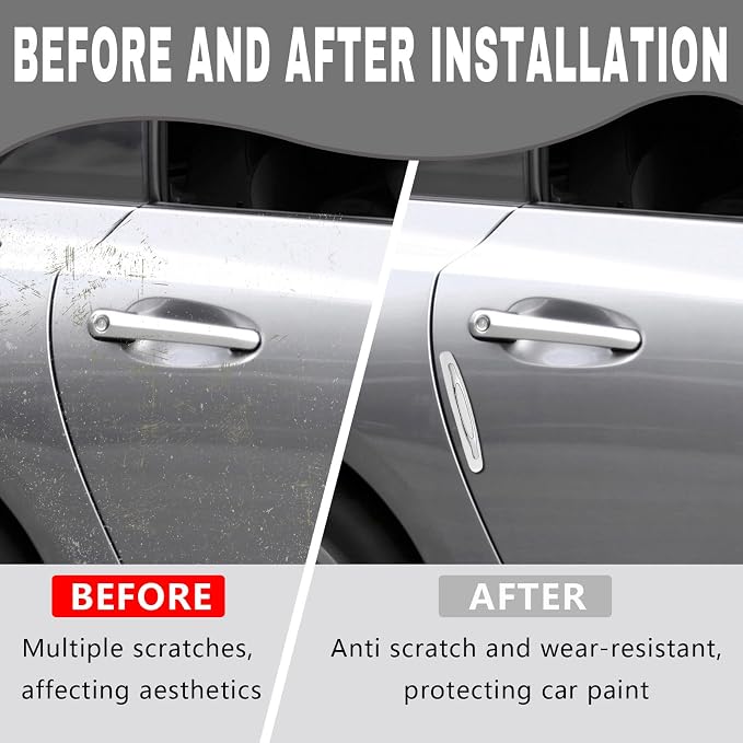 4PCS Car Door Edge Guards, Anti-Scratch Car Door Protector Trim Strip with Self Adhesive, Universal Door Guards for Cars Trucks SUVs, Exterior Car Accessories (White)