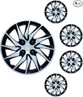 Hubcap Wheel Cover Replacement R15 Hub Caps Universal-Fit Steel Wheel Rim Cover ABS Material Exterior Accessories for Car Truck SUV -Set of 4（15-inch，Silver-Black）