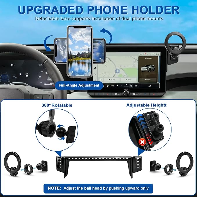MagSafe Dual-End Car Phone Holder for Toyota RAV4 2026 Accessories | 10.25-Inch Screen Fixed Clip | 2026 RAV4 Cell Phone Holder, 360° Hands-Free Strong Magnetic Phone Mount, Not Block Air Vent