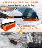 3-in-1 27" Snow Brush and Ice Scraper for Car Windshield [Wider Snow Brush, One-Wipe Clean] Snow Brush for Car with Ergonomic Foam Grip for All Cars,Truck,SUV, Winter Accessories