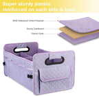 Car Trunk Organizers and Storage for SUV, Collapsible Multi Compartment Container Box Adjustable Car Accessories for Women Men, Light Purple