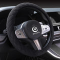 Soft Car Steering Wheel Cover for Sedan, SUV, Warm Luxury Velvet, Odorless, Universal, Anti Slip, Summer Winter, Black, Large Size[15" 1/2-16"](39-41cm)
