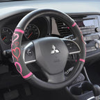 Universal Fit Universal Love Story Steering Wheel Cover - Rubber (Love Story Pink)