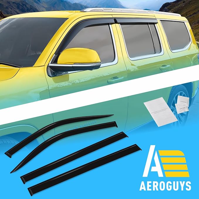 Extra Durable Window Deflectors Tape-On Window Visors Rain Guards Fit for Jeep Grand Wagoneer 2022-2026, Sun Visors, Wind Vent for Shades, Exterior Car Accessories - 4pcs. AG0638