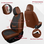 Car Seat Covers Front Seats - Luxury Breathable Waterproof Faux Leather Car Seat Cover Protectors with Lumbar Support, Universal Fit for Most 5 Seats Vehicles Sedans Hatchbacks, Black Brown