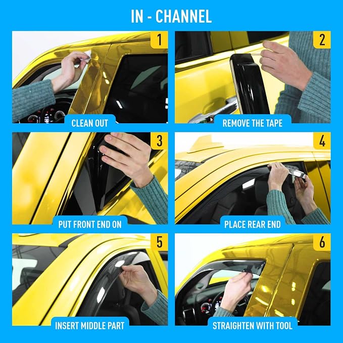 Extra Durable Window Deflectors in-Channel Window Visors Rain Guards Fit for Honda Civic 2022-2026 Sedan, Sun Visors, Wind Vent for Shades, Exterior Car Accessories - 4pcs. AG0834